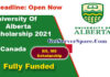 University Of Alberta Scholarship 2021 in Canada
