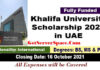 Khalifa University Scholarships 2022 in UAE [Fully Funded]