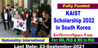 KAIST International Scholarship 2022 in South Korea [Fully Funded]