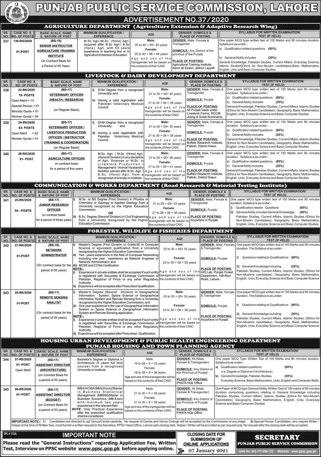 PPSC Latest Jobs December 2020 In Different Departments
