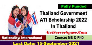Thailand Government ATI Scholarship 2022 in Thailand [Fully Funded]