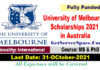 600 University of Melbourne Graduate Scholarships 2021 in Australia