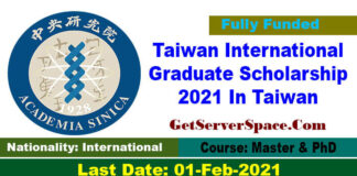 Taiwan International Graduate Scholarship 2021 In Taiwan[Fully Funded]