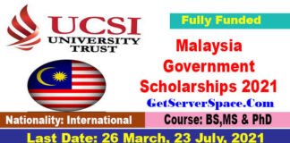 UCSI University Trust Scholarships 2021 in Malaysia[Fully Funded]