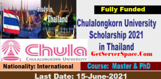 Chulalongkorn University International Scholarship 2021 in Thailand[Fully Funded]