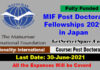 MIF Post Doctoral Fellowships 2021 in Japan [Fully Funded]