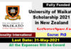 University of Waikato Scholarship 2021 in New Zealand [Fully Funded]