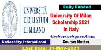 University Of Milan International Scholarship 2021 In Italy [Fully Funded]