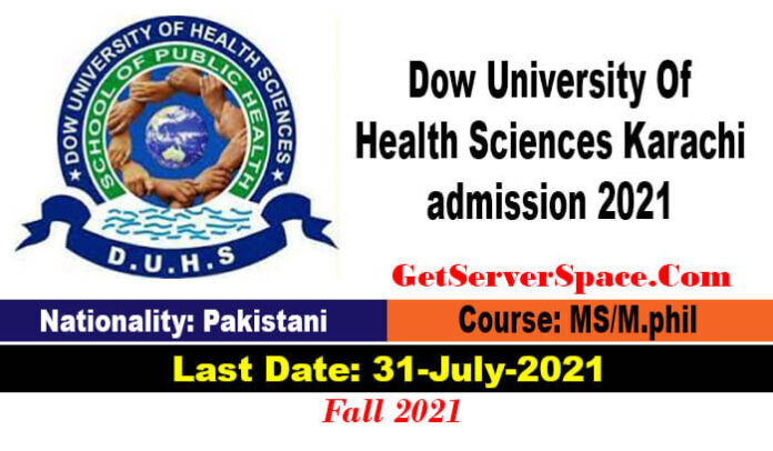 Dow University Of Health Sciences Karachi admission 2021