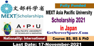  MEXT Asia Pacific University Scholarship 2022 in Japan Fully Funded