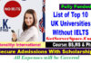 List of Top 10 UK Universities Without IELTS For Study Abroad