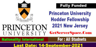 Princeton University Hodder Fellowship 2021 New Jersey Fully Funded
