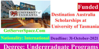 Destination Australia Scholarships 2021 at University of Tasmania Australia