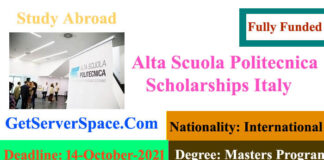 Alta Scuola Politecnica Fully Funded Scholarships Italy 2021-22